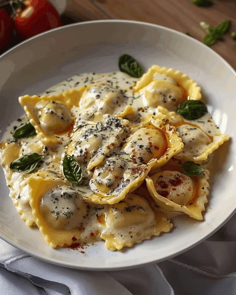 Ravioli in Creamy Tuscan Sauce