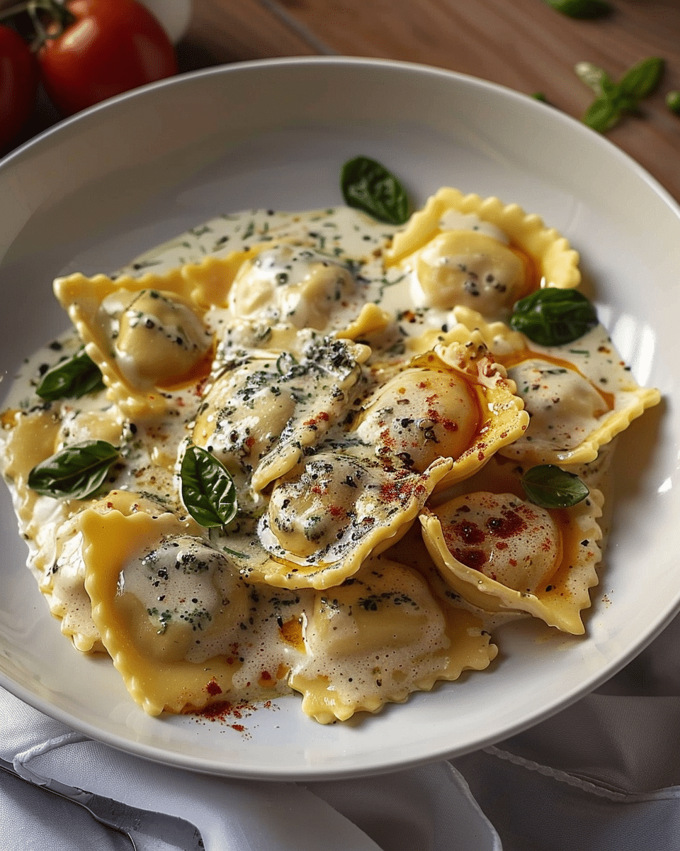 Ravioli in Creamy Tuscan Sauce