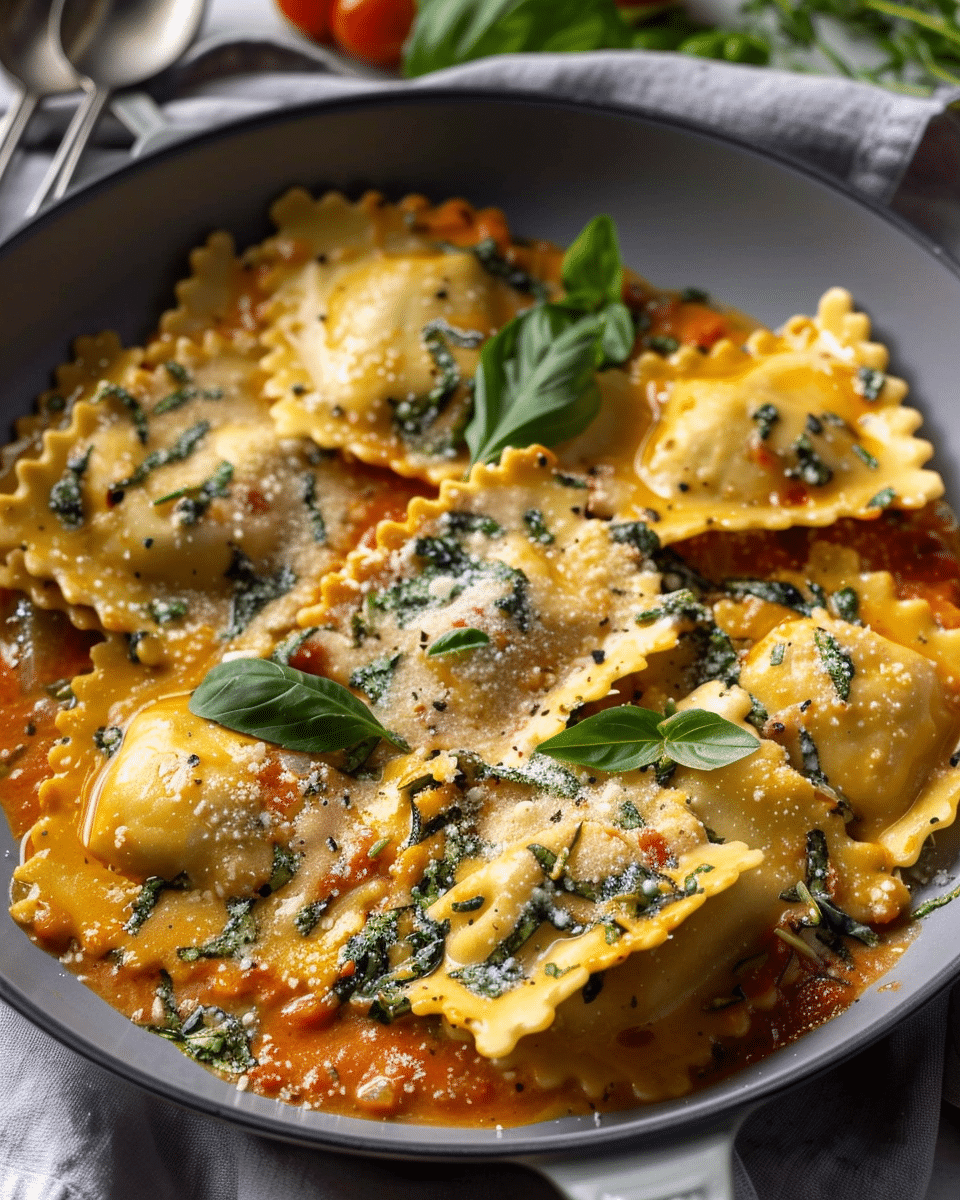 Ravioli in Creamy Tuscan Sauce