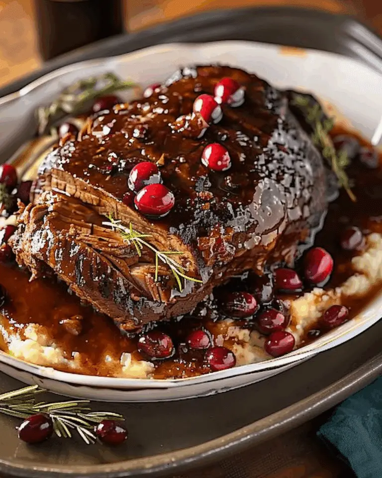 Slow-Braised Beef Roast with Cranberry Balsamic Glaze
