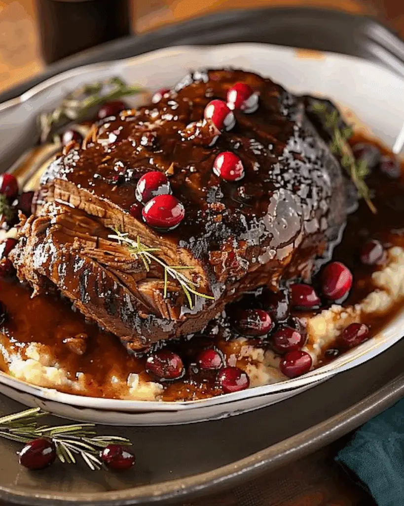 Slow-Braised Beef Roast with Cranberry Balsamic Glaze