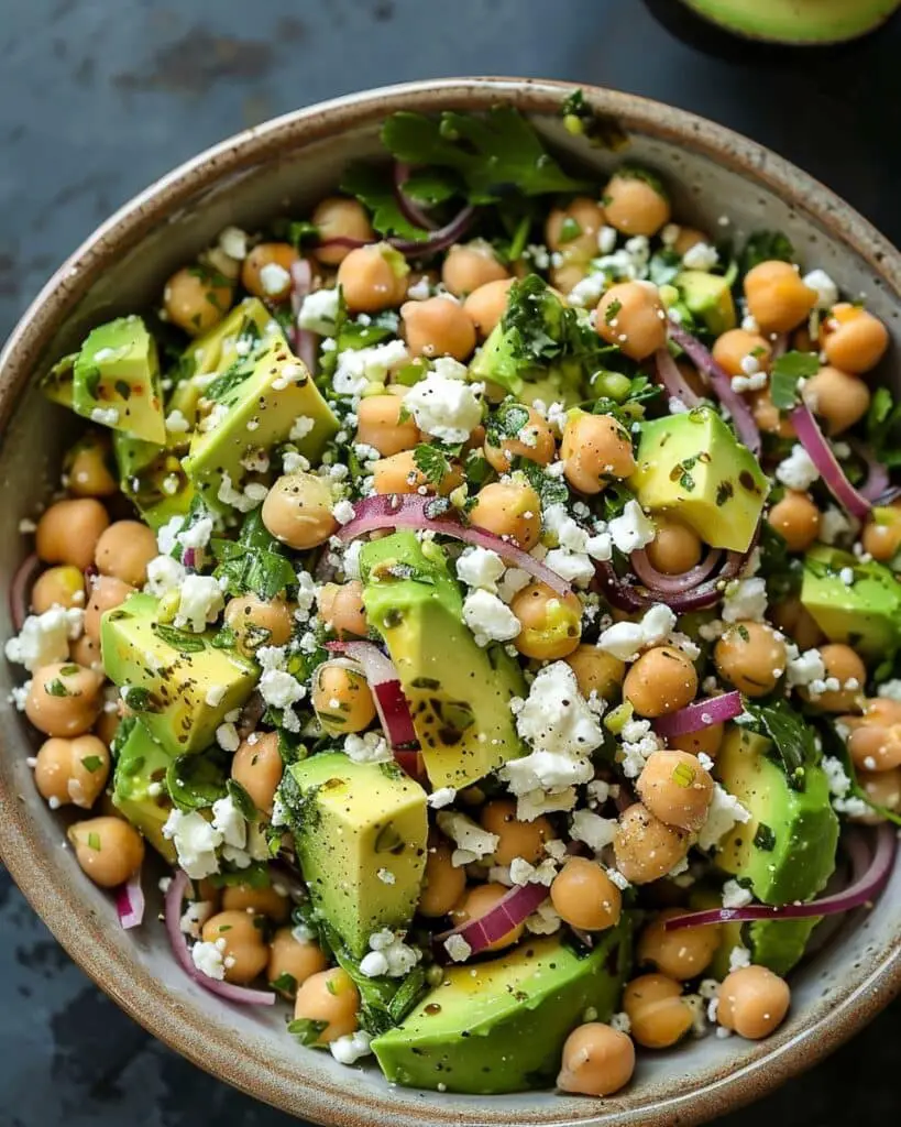 Chickpea Feta Avocado Salad
