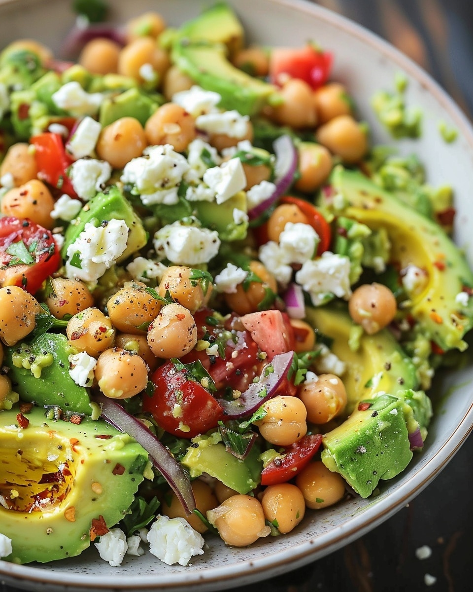 Chickpea Feta Avocado Salad