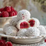 Raspberry Filled Almond Snowball Cookies