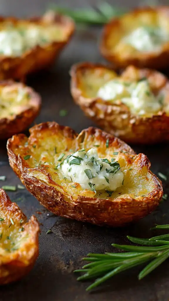 Crispy Garlic Herb Roasted Potato Skins