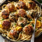 Garlic Butter Turkey Meatballs with Lemon Pasta