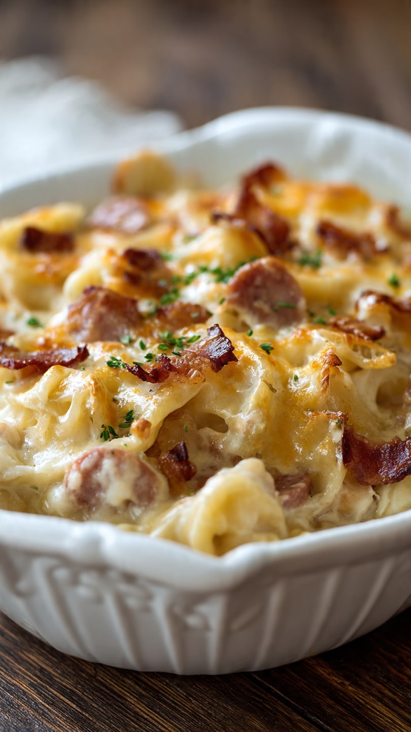 THE BEST Crockpot Pierogi Casserole With Kielbasa