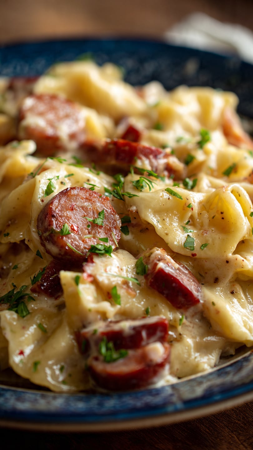 THE BEST Crockpot Pierogi Casserole With Kielbasa