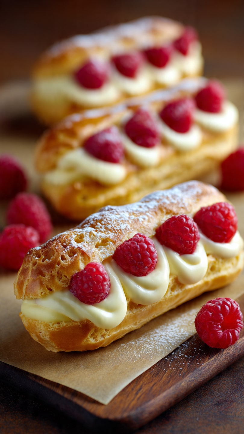 Lemon Raspberry Éclairs