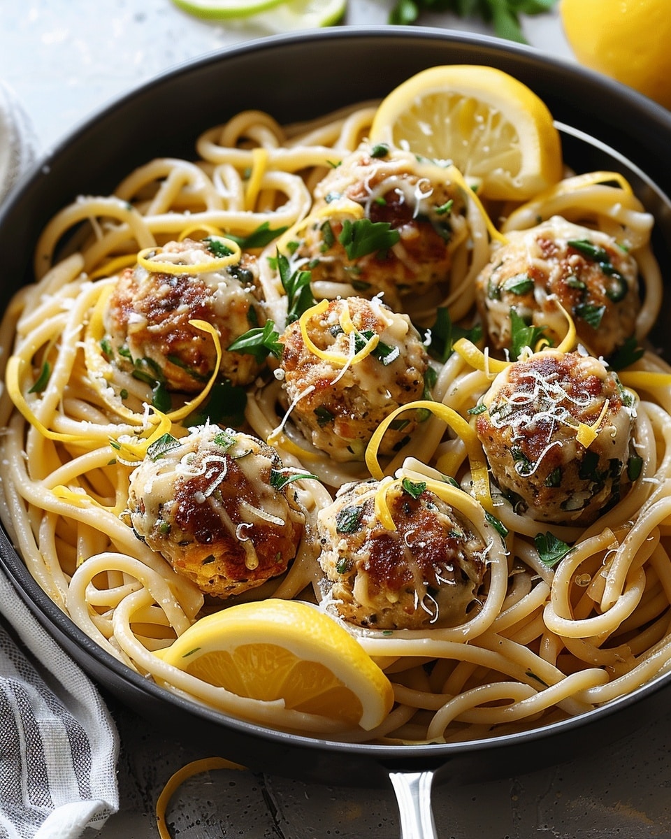 Garlic Butter Turkey Meatballs with Lemon Pasta
