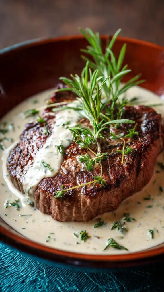 French Seared Steak with Cream Sauce
