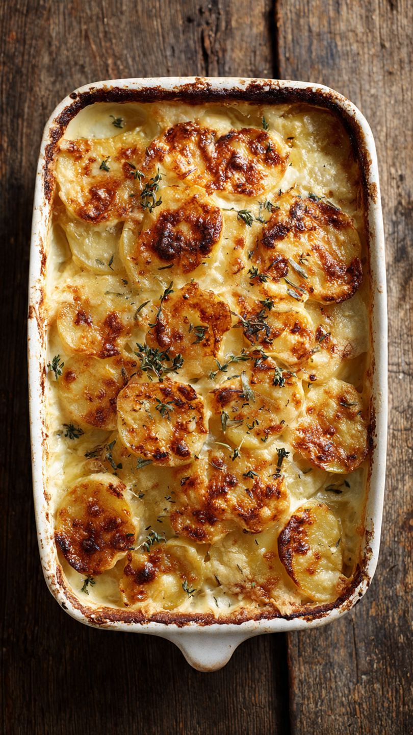 Creamy Baked Scalloped Potatoes with Gruyère and Thyme