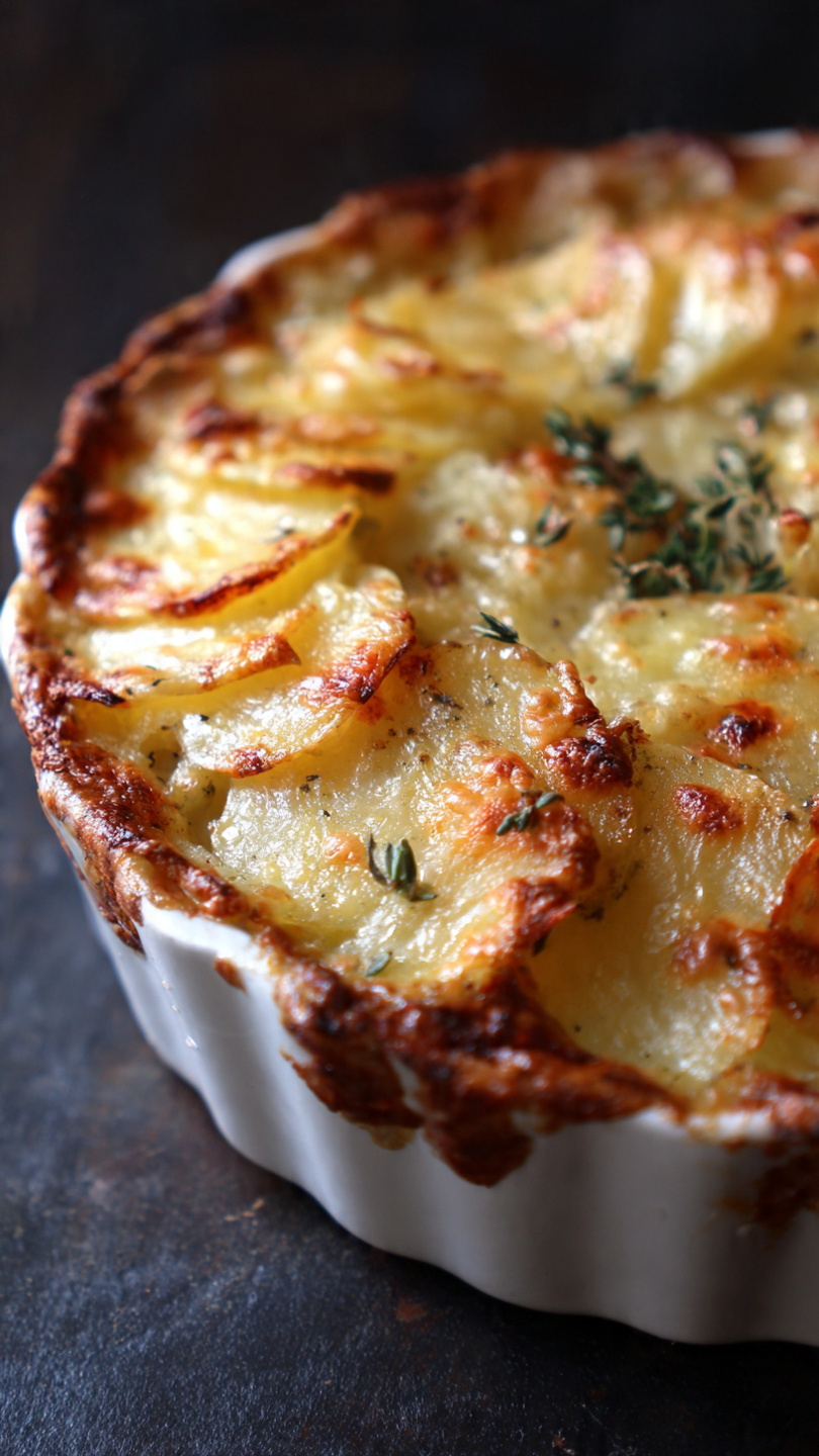 Creamy Baked Scalloped Potatoes with Gruyère and Thyme