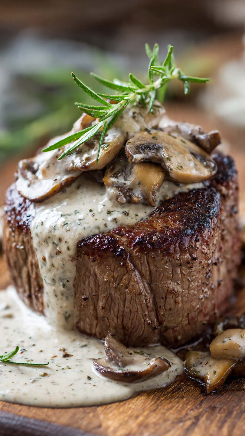 Filet Mignon with Creamy Mushroom Shallot Sauce