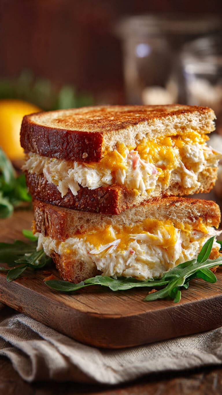 Creamy Cheddar Crab Melt Sandwich