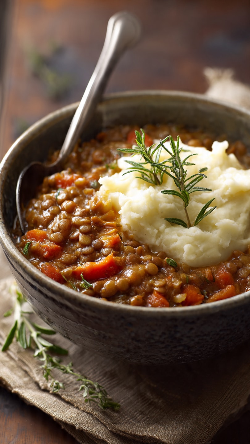 Hearty Lentil Stew with Creamy Mashed Potatoes