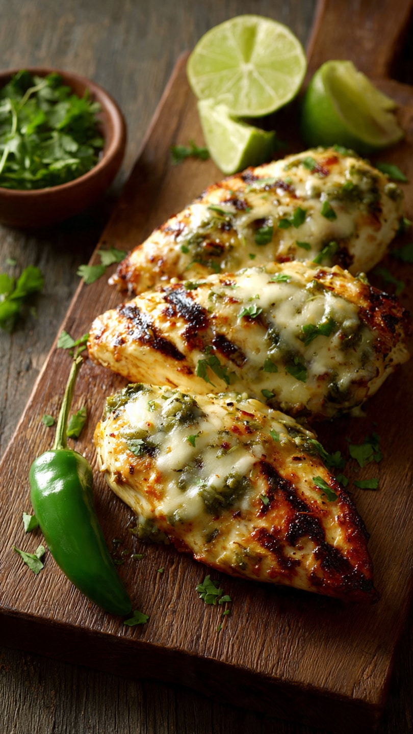 Grilled Salsa Verde Pepper Jack Chicken