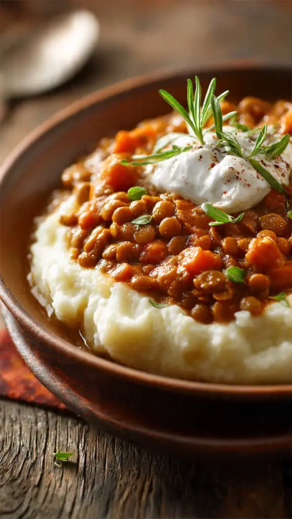 Hearty Lentil Stew with Creamy Mashed Potatoes