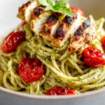 Delicious Pesto Chicken Pasta with Oven-Roasted Tomatoes