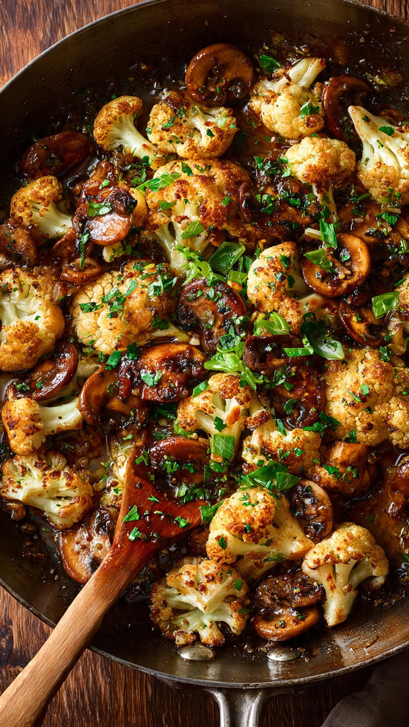 Garlic Cauliflower Mushroom Skillet