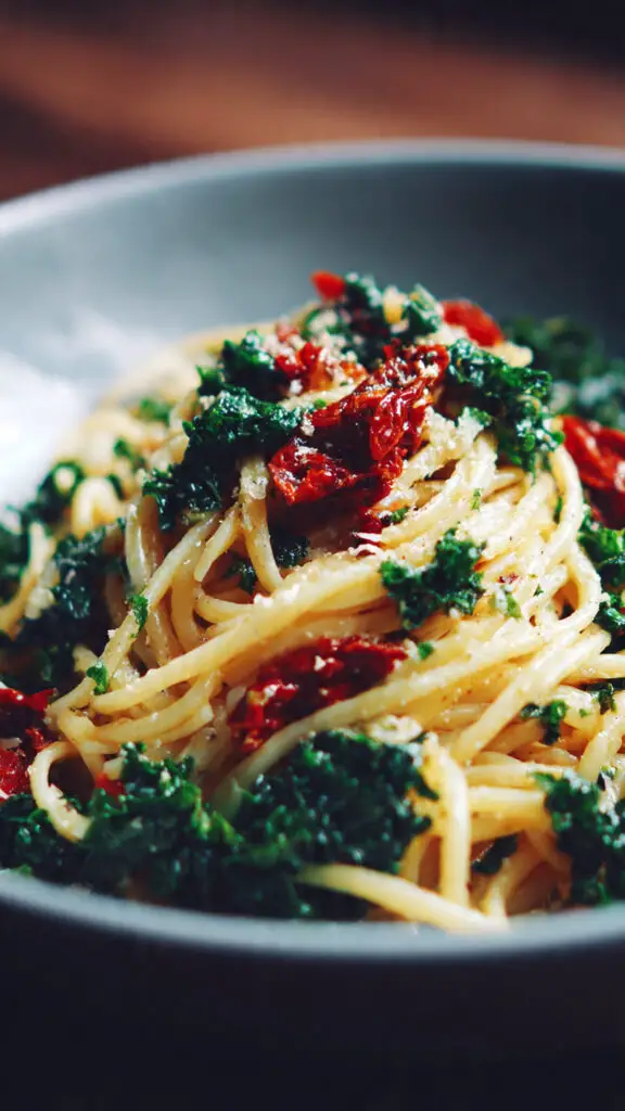 Sun Dried Tomato Pasta with Kale
