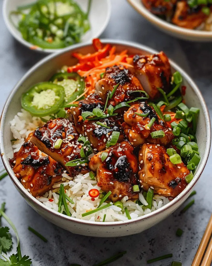 Sweet Chili Chicken Rice Bowls with Chicken Thighs