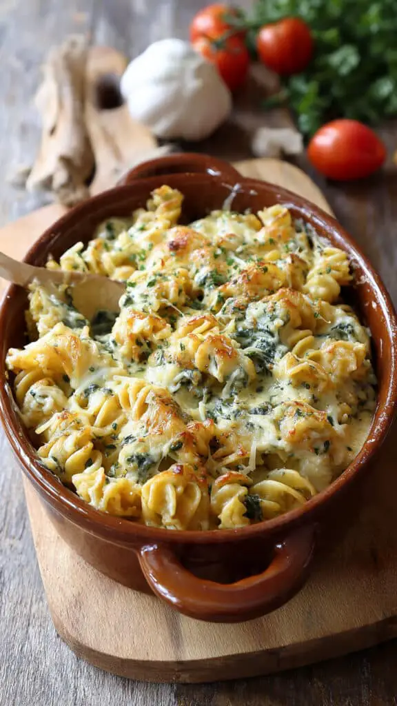 Cheese Pumpkin Pasta Casserole with Spinach