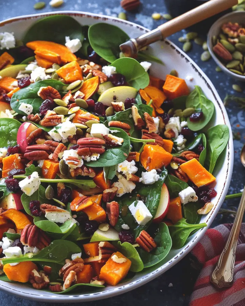 Spinach Salad with Roasted Sweet Potatoes