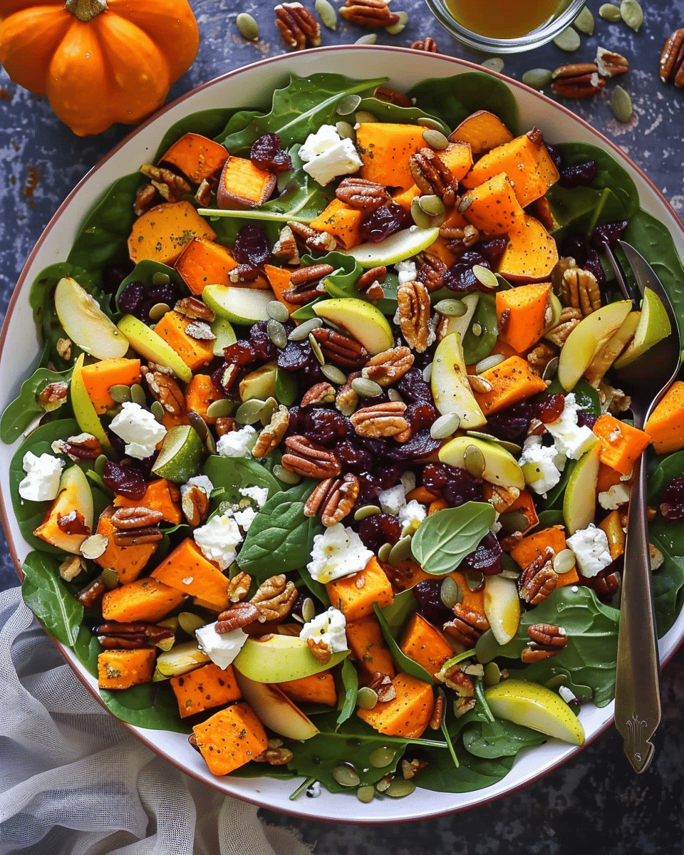 Spinach Salad with Roasted Sweet Potatoes
