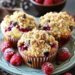 Raspberry and Chocolate Chip Muffins with Crumble Topping
