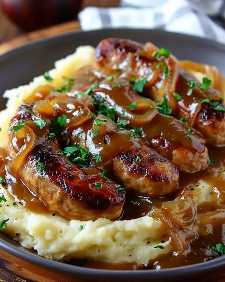 Bangers and Mash with Onion Gravy