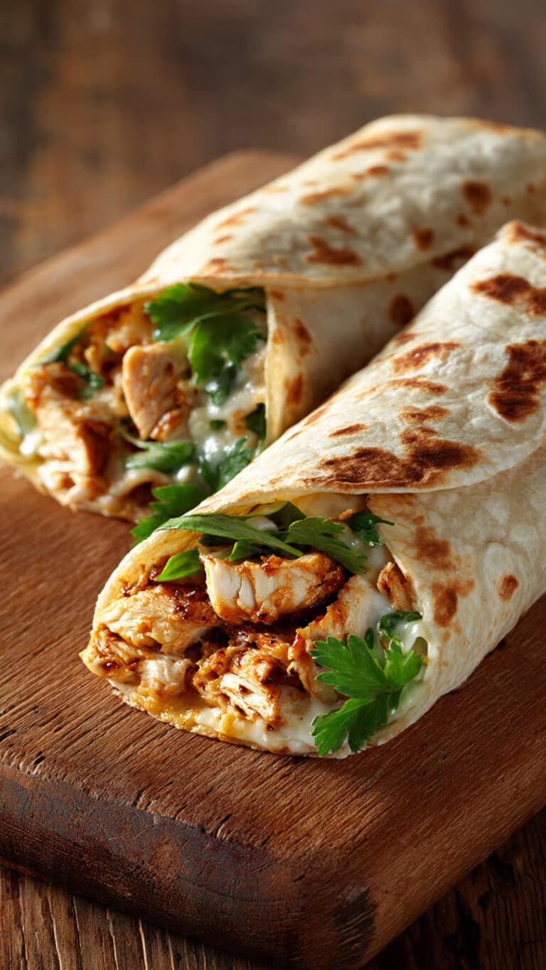 Ooey-Gooey Cheesy Garlic Chicken Wraps