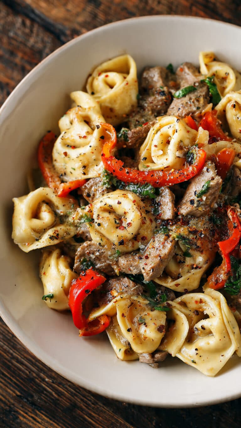 Philly Cheesesteak Tortellini Pasta