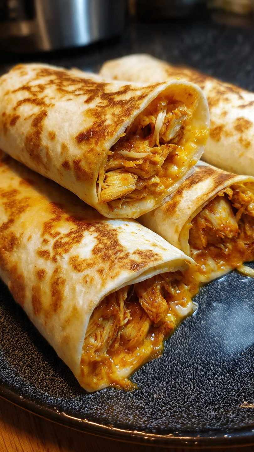 Ooey-Gooey Cheesy Garlic Chicken Wraps