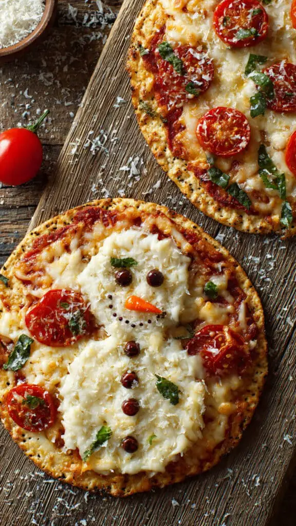 Mini Snowman Pizzas