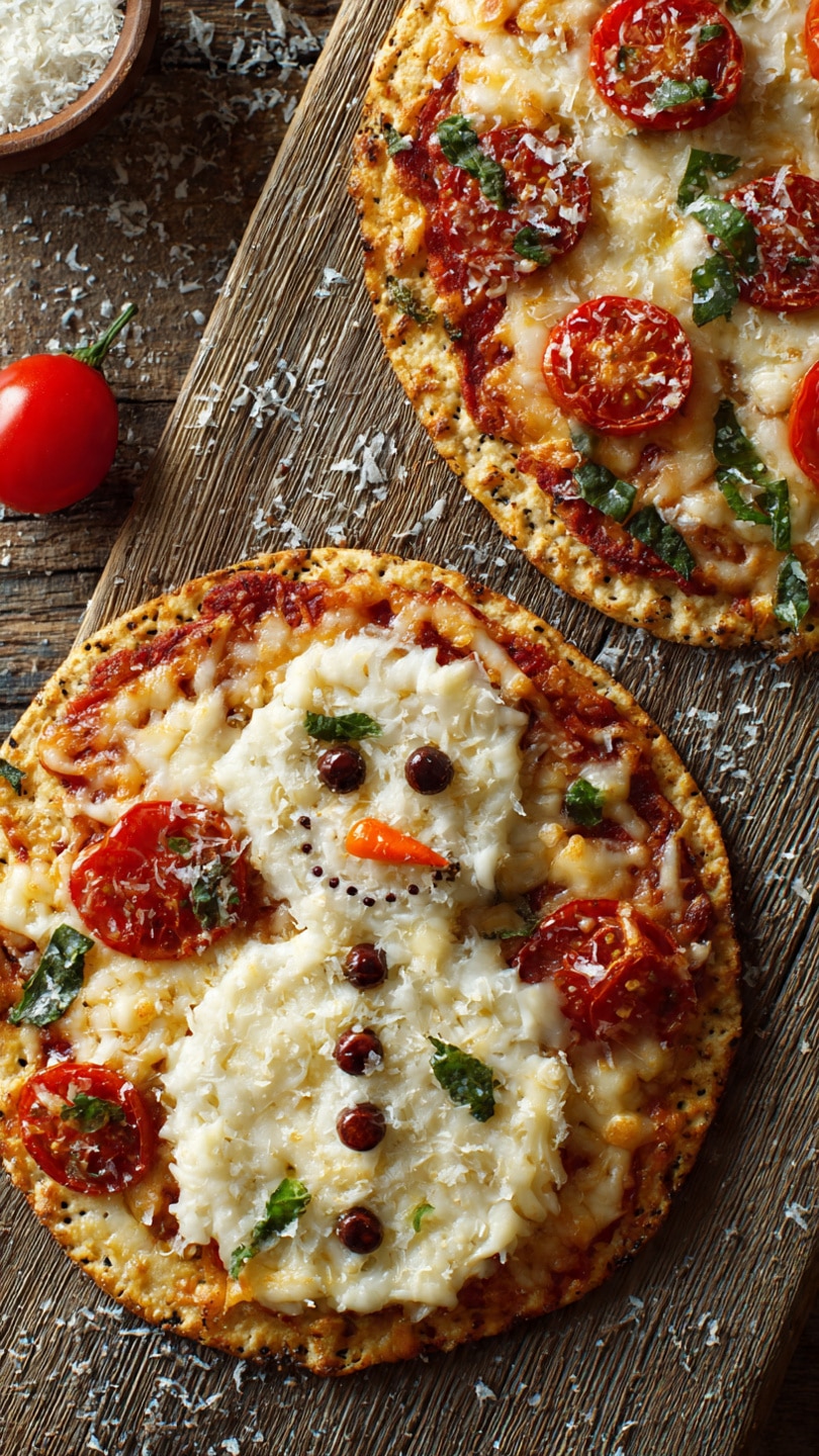 Mini Snowman Pizzas