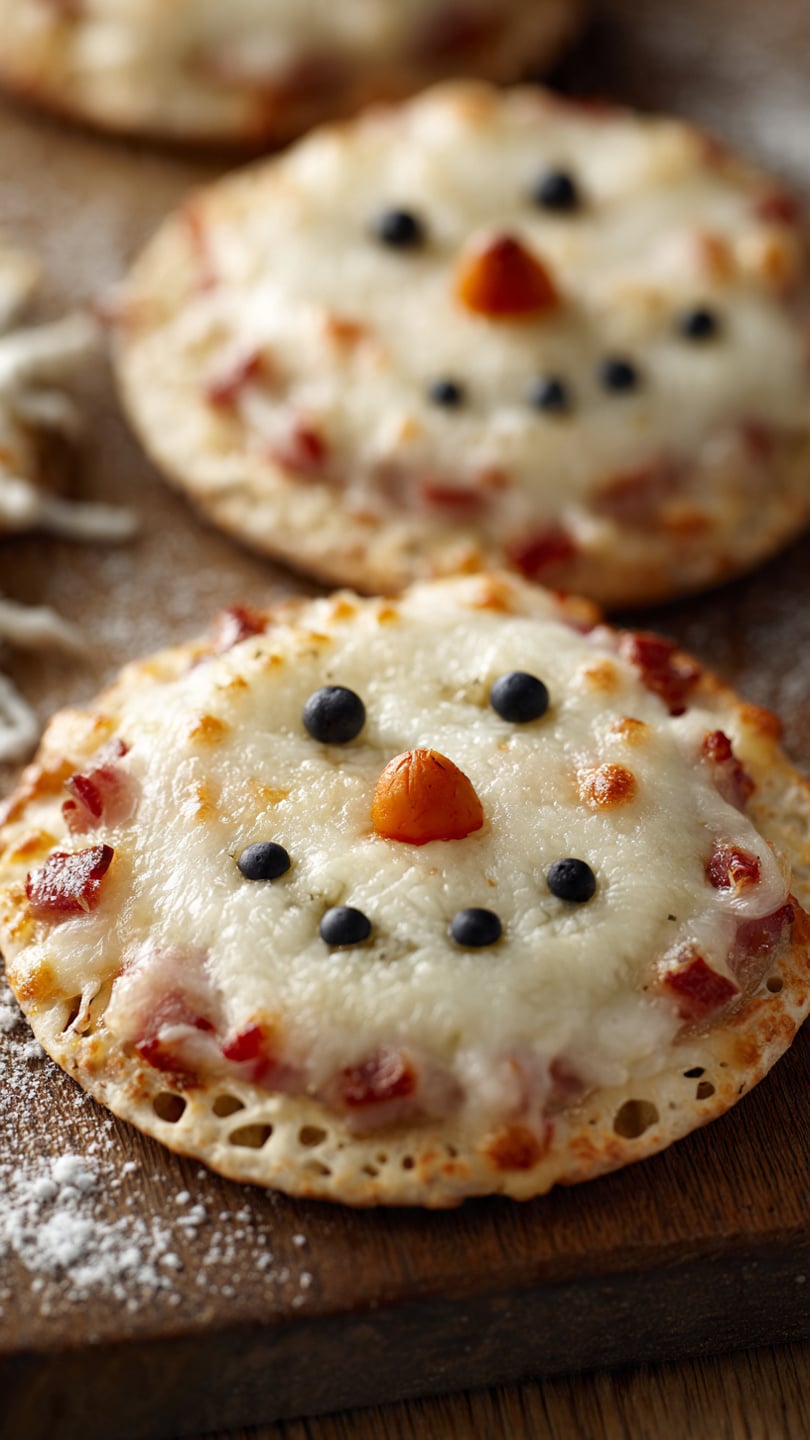 Mini Snowman Pizzas