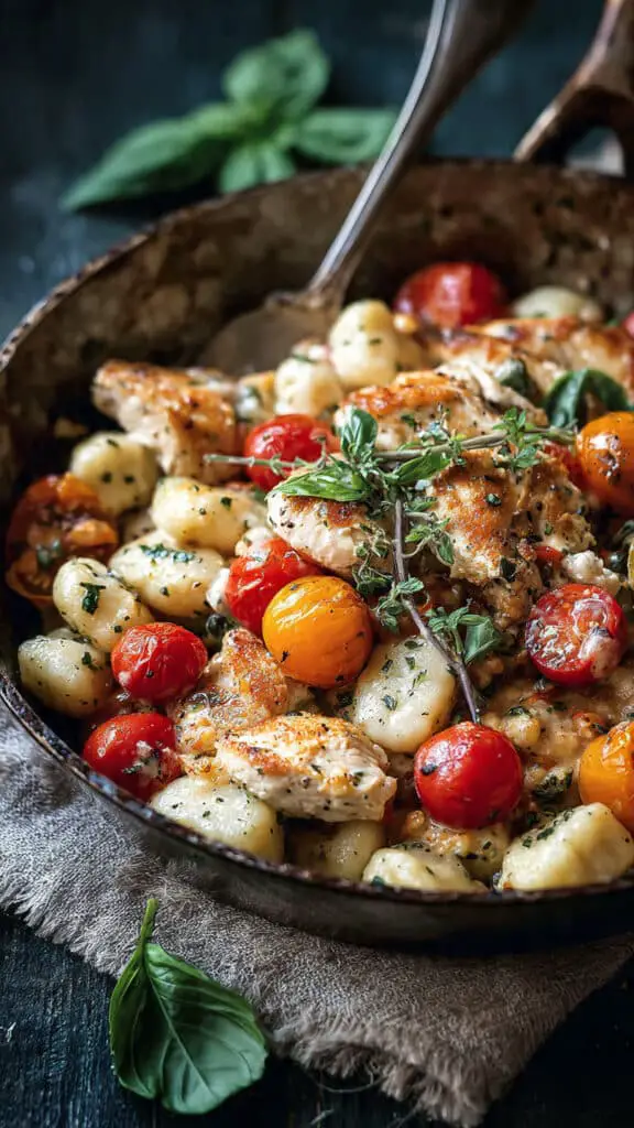 Caprese Chicken Gnocchi Skillet