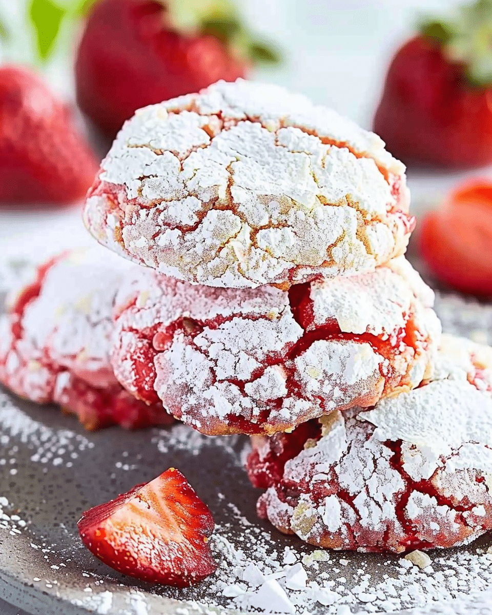 4 Ingredient Strawberry Crinkle Cookies