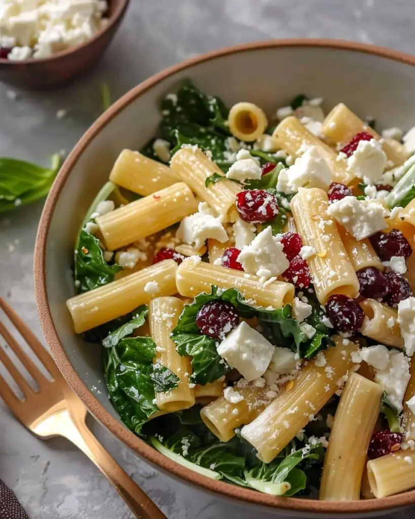 Feta & Cranberry Rigatoni Salad with Lemon Vinaigrette