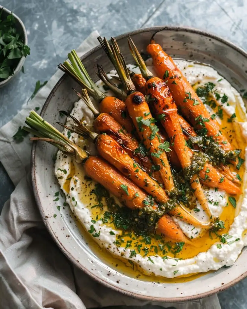 Roasted Carrots With Whipped Ricotta & Hot Honey