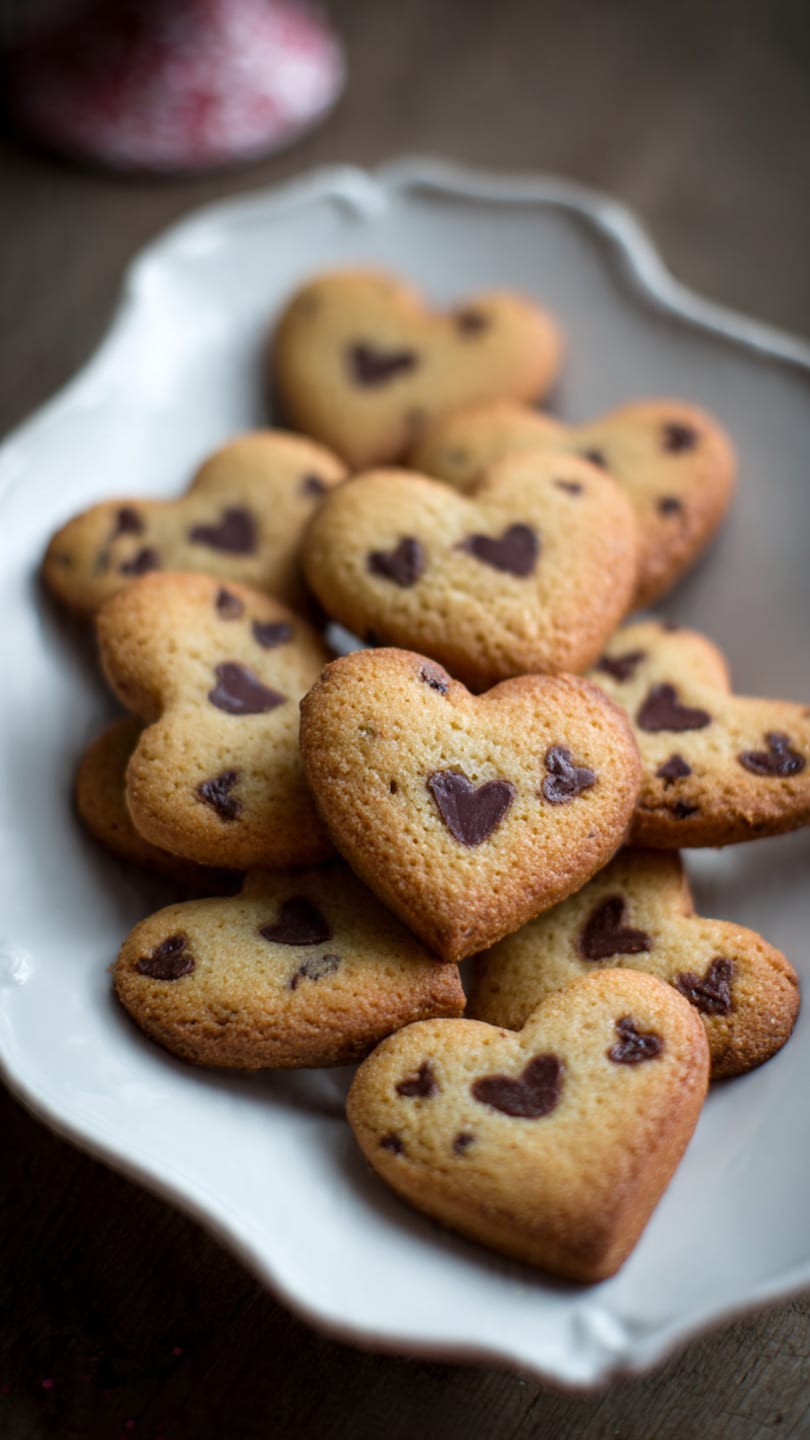 Heart Shaped Chocolate Chip Cookies