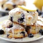 Blueberry Butter Swim Biscuits with Lemon Glaze