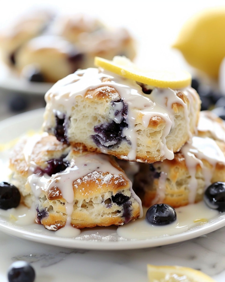 Blueberry Butter Swim Biscuits with Lemon Glaze