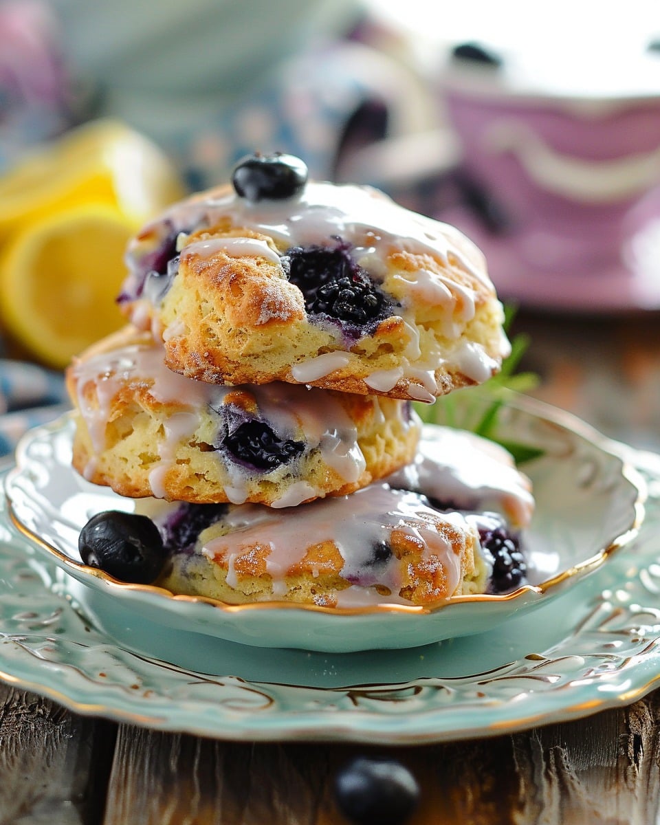 Blueberry Butter Swim Biscuits with Lemon Glaze