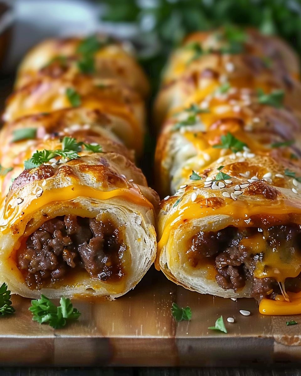 Garlic Butter Beef Cheeseburger Rollups