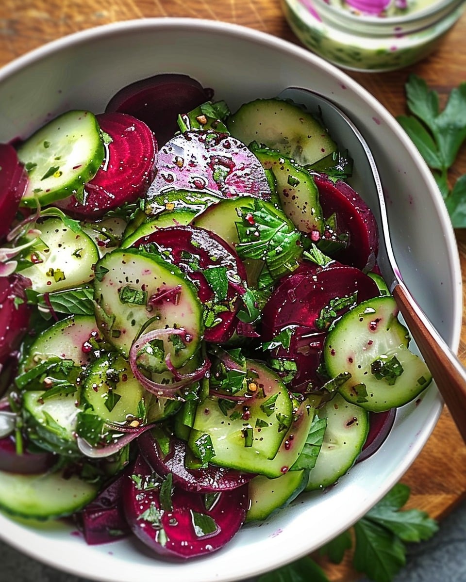 Crisp Cucumber and Beetroot Salad with Herb Dressing
