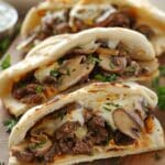 Cheesy Beef and Mushroom Pita Pockets
