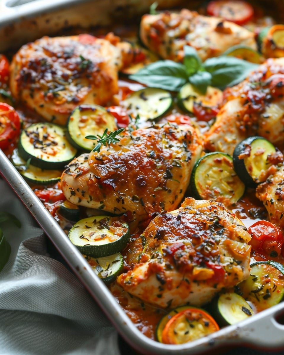 Mediterranean Chicken Zucchini Bake