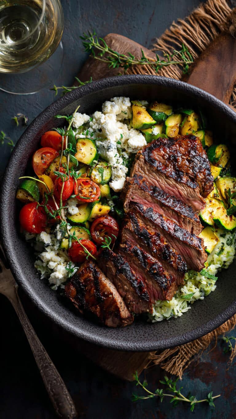 Cozy Grilled Steak Bowl with Zucchini